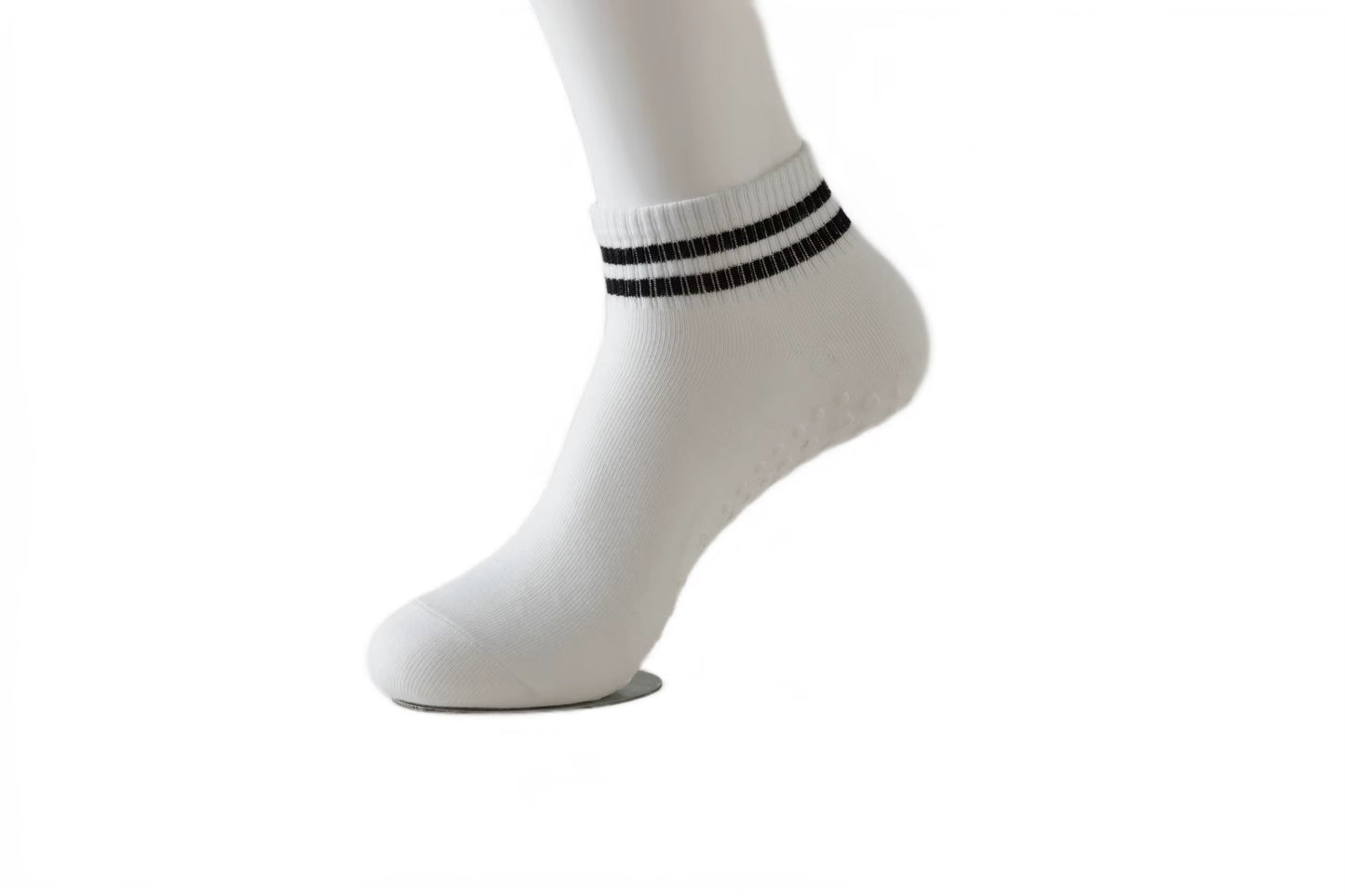 Non-Slip Grip Socks for Pilates, Yoga & Workouts | Double-Stripe Athletic Socks 