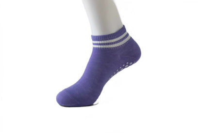 Non-Slip Grip Socks for Pilates, Yoga & Workouts | Double-Stripe Athletic Socks 