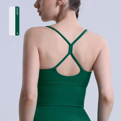Solid Color Women Gym Yoga Naked Feeling Sexy Cross Back Y Shape Sports Bra Fitness Yoga Jogging Workout Sports Women Sling