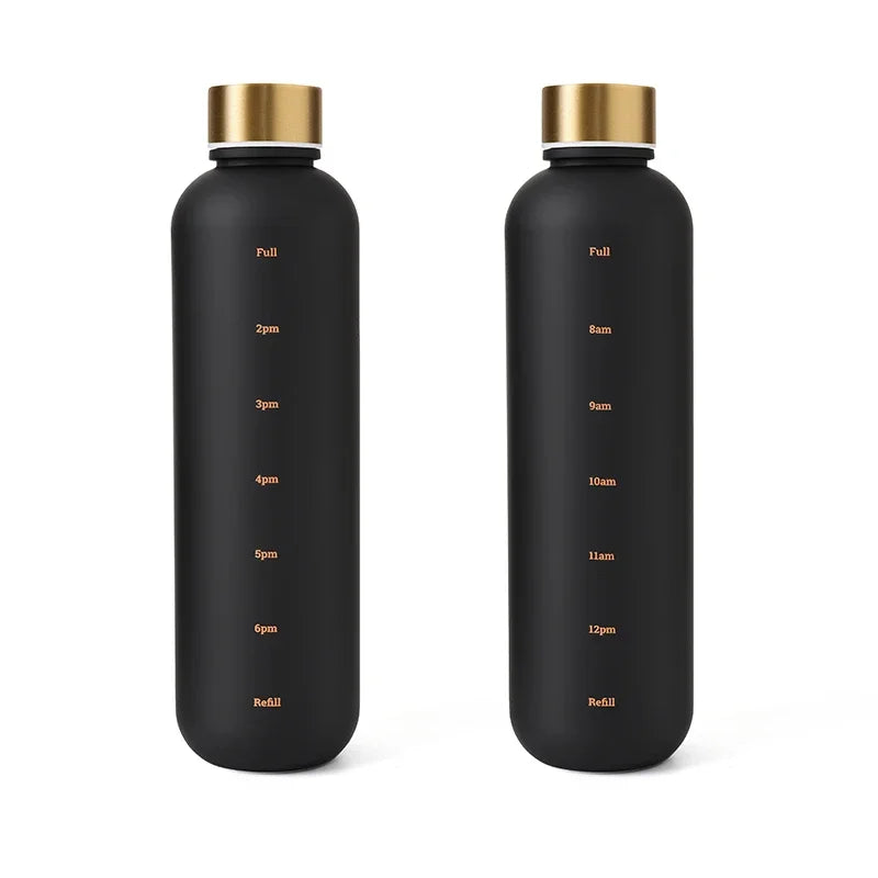 1L Motivational Water Bottle with Time Marker – Leakproof, BPA-Free, Frosted Design