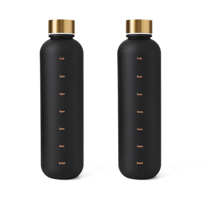1L Motivational Water Bottle with Time Marker – Leakproof, BPA-Free, Frosted Design