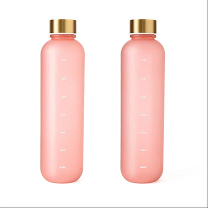 1L Motivational Water Bottle with Time Marker – Leakproof, BPA-Free, Frosted Design