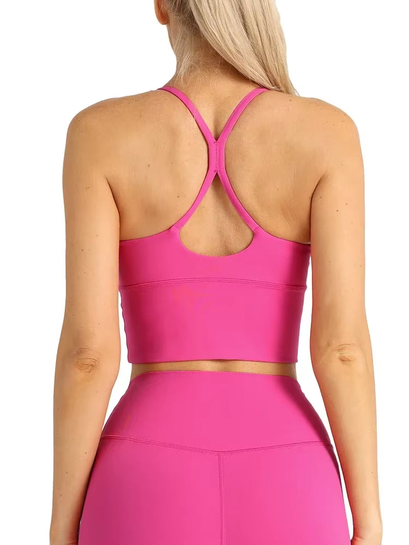 Solid Color Women Gym Yoga Naked Feeling Sexy Cross Back Y Shape Sports Bra Fitness Yoga Jogging Workout Sports Women Sling