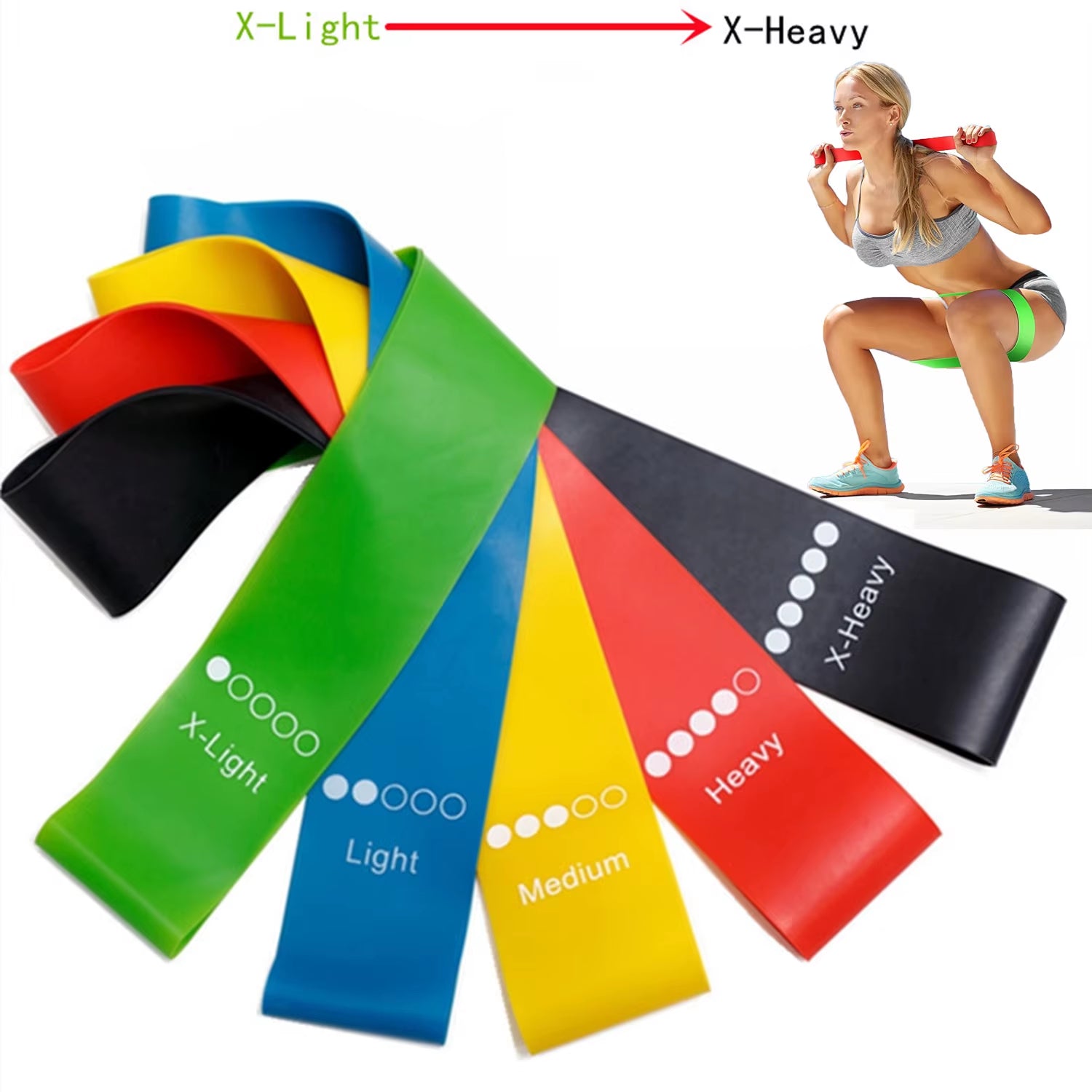 5-Piece Resistance Band Set – Elastic Workout Bands for Yoga, Pilates & Strength Training