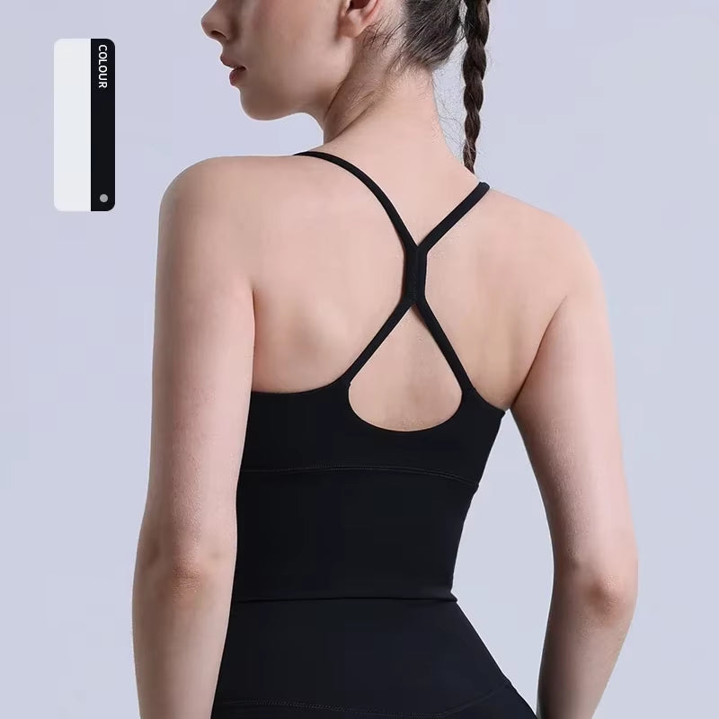 Solid Color Women Gym Yoga Naked Feeling Sexy Cross Back Y Shape Sports Bra Fitness Yoga Jogging Workout Sports Women Sling